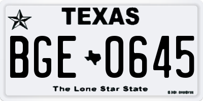 TX license plate BGE0645