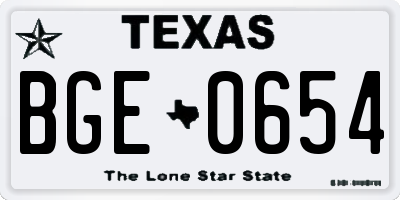 TX license plate BGE0654