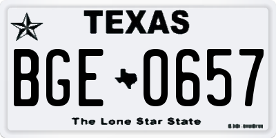TX license plate BGE0657