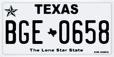 TX license plate BGE0658