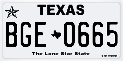 TX license plate BGE0665