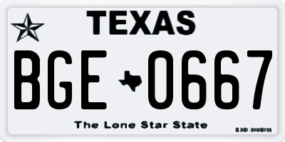 TX license plate BGE0667