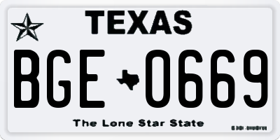 TX license plate BGE0669