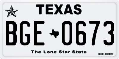 TX license plate BGE0673