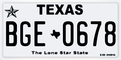 TX license plate BGE0678