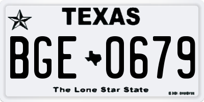 TX license plate BGE0679