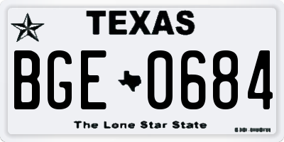 TX license plate BGE0684