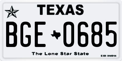 TX license plate BGE0685