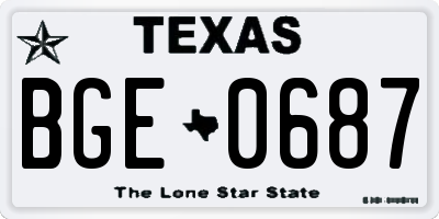 TX license plate BGE0687
