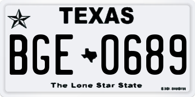 TX license plate BGE0689