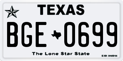 TX license plate BGE0699