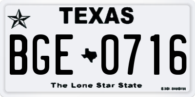 TX license plate BGE0716