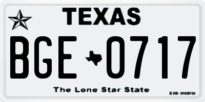 TX license plate BGE0717