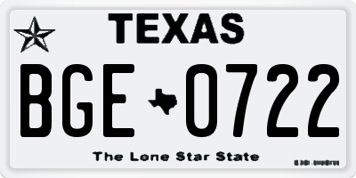 TX license plate BGE0722