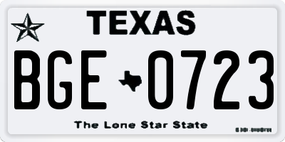 TX license plate BGE0723