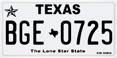 TX license plate BGE0725