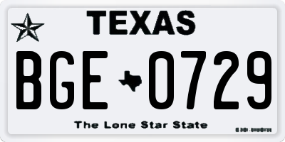 TX license plate BGE0729