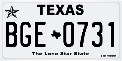 TX license plate BGE0731