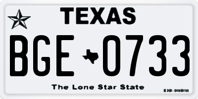 TX license plate BGE0733