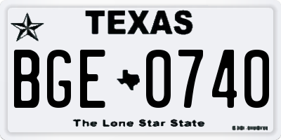 TX license plate BGE0740