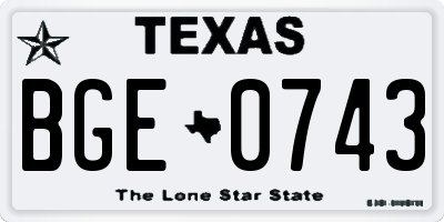 TX license plate BGE0743