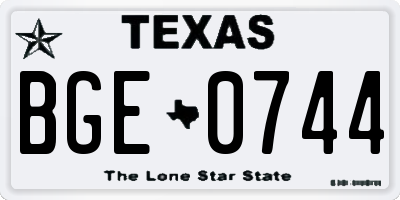 TX license plate BGE0744