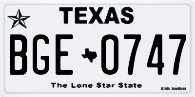TX license plate BGE0747