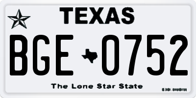 TX license plate BGE0752