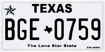 TX license plate BGE0759