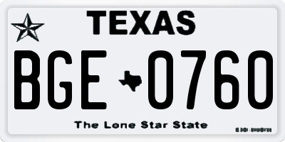 TX license plate BGE0760