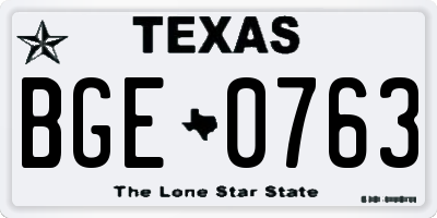 TX license plate BGE0763