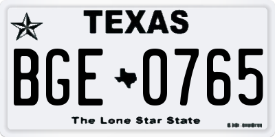 TX license plate BGE0765