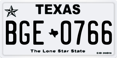 TX license plate BGE0766