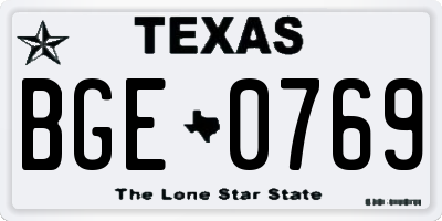 TX license plate BGE0769
