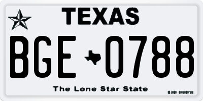 TX license plate BGE0788