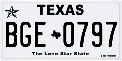 TX license plate BGE0797