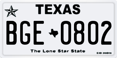 TX license plate BGE0802