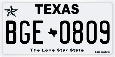 TX license plate BGE0809