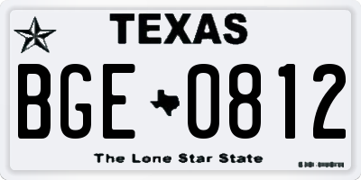 TX license plate BGE0812
