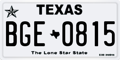 TX license plate BGE0815