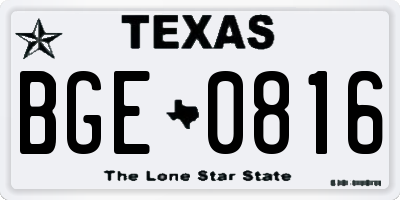 TX license plate BGE0816