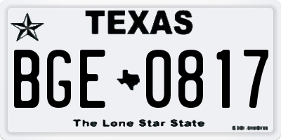 TX license plate BGE0817