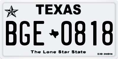 TX license plate BGE0818