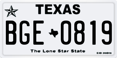 TX license plate BGE0819