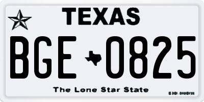 TX license plate BGE0825