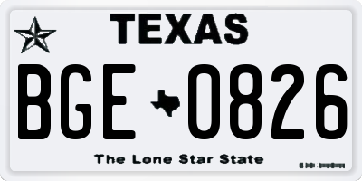 TX license plate BGE0826