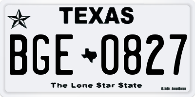 TX license plate BGE0827