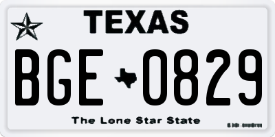 TX license plate BGE0829