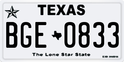TX license plate BGE0833