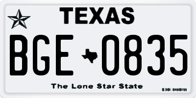 TX license plate BGE0835